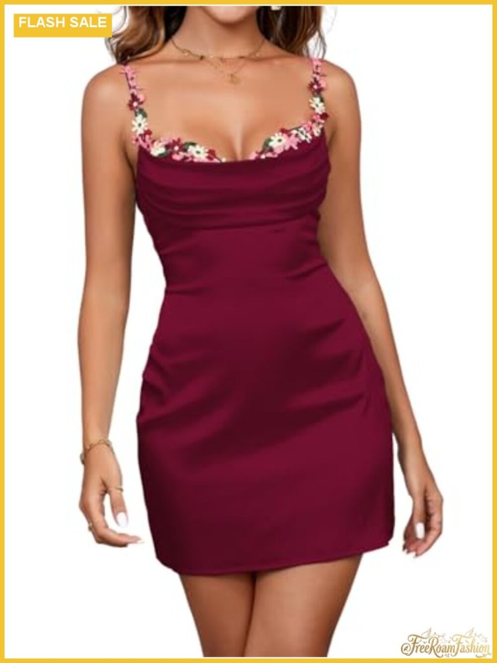 Satin Mini Dress Strapless Floral Spaghetti Strap Bodycon Formal Party Club
